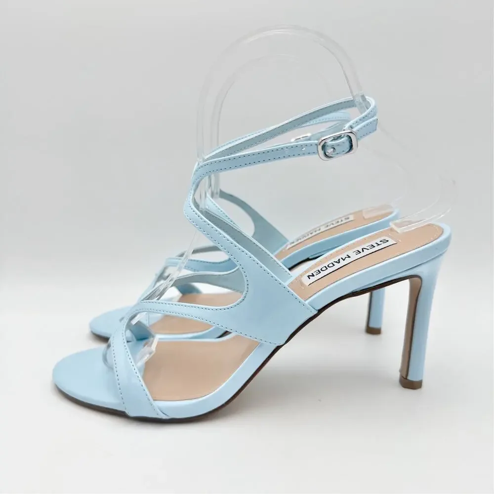 Steve Madden Womens Gracia Heel Sandals Size 7 M Blue Vegan Leather NIB